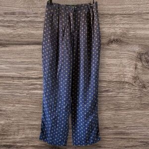 Vintage Hunt Club Navy Pleated Pants with Gold Print Size 12